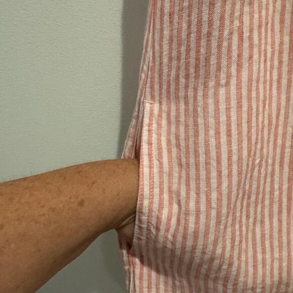 Tommy Bahama Dress Women XS Linen Sleeveless Striped Pockets Resort Coastal - Picture 5 of 12